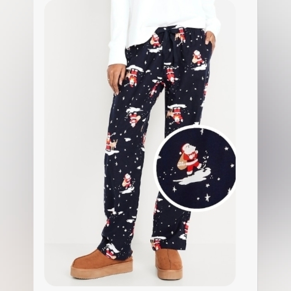 NEW XXL SANTA HOLIDAY MID RISE FLANNEL CHRISTMAS PAJAMA LOUNGE PANTS 1X NWT